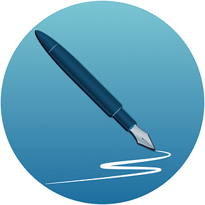 An icon with an illustrated fountain pen drawing a squiggly line.